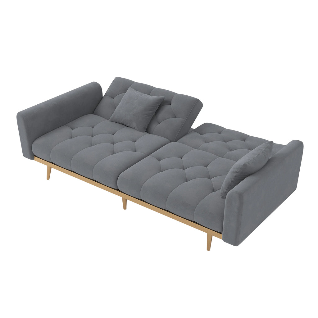 PINGGO Modern Living Room Double Sofa Velvet Fabric With Three Adjustable Backrests Double Sofa Equipped With Thick Soft Cushion