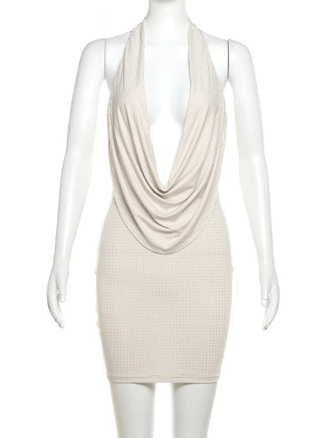 Glam Studded Deep V-Neck Mini Dress